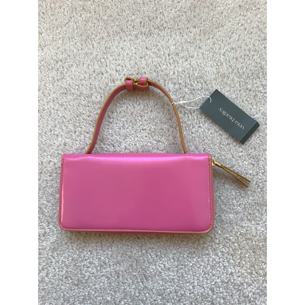 Vera Bradley Patent faux leather Accordion Wristlet, Ibis Rose Retail $110 - Picture 3 of 11